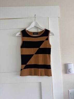 Finity Brown and Black Striped Sleeveless Knit Top